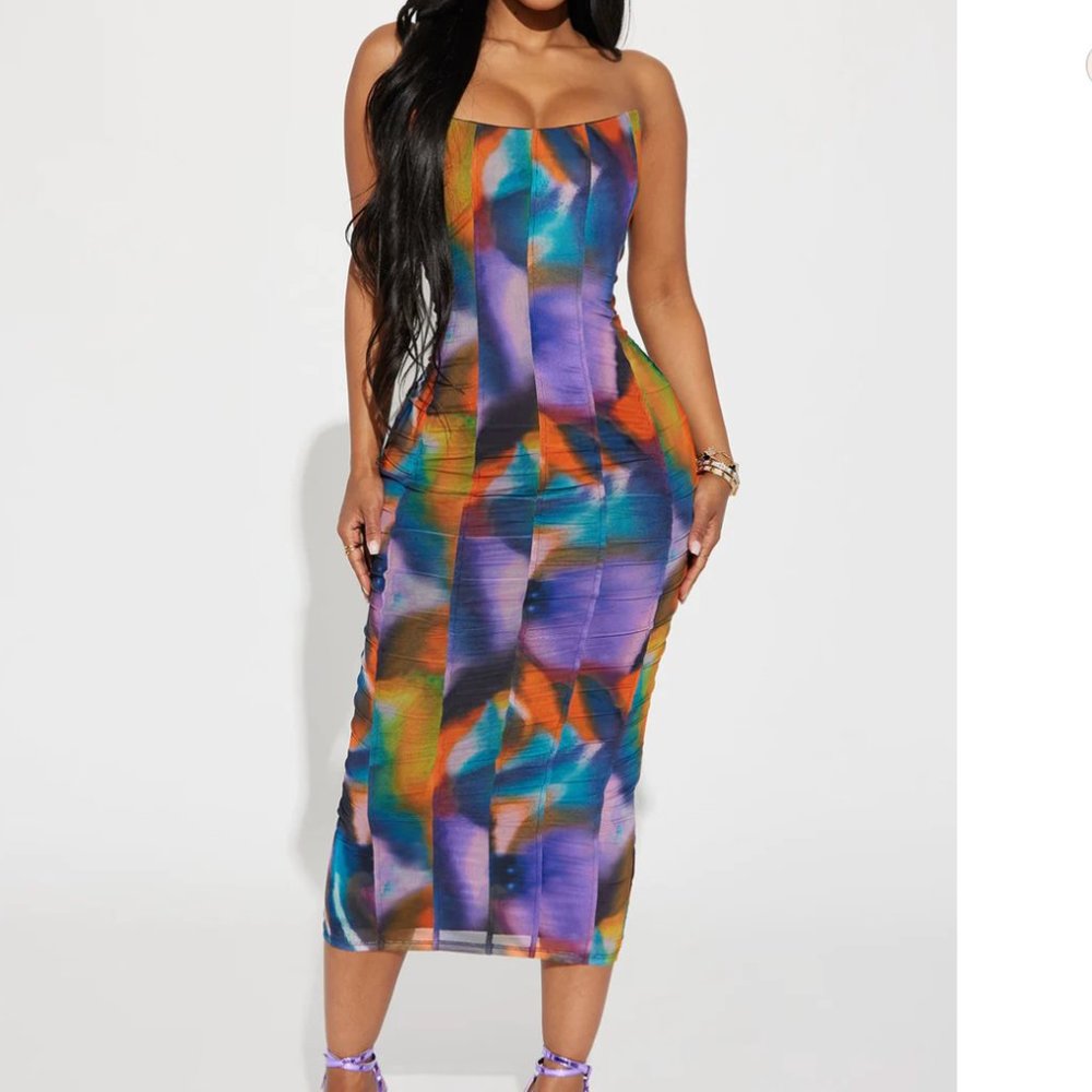 Mesh Corset Midi Dress